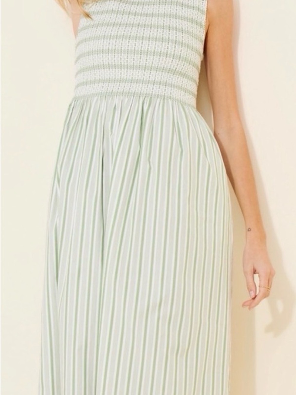 Hill House Home - The Nap Dress - Cosima Green and Cream Striped Dress